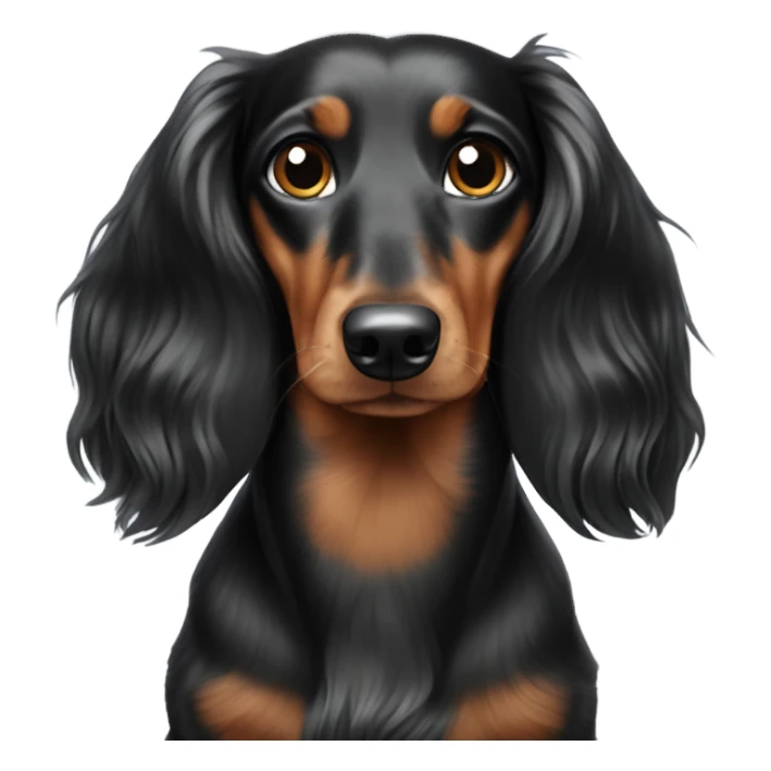 long-haired black and merle dachshund sticker