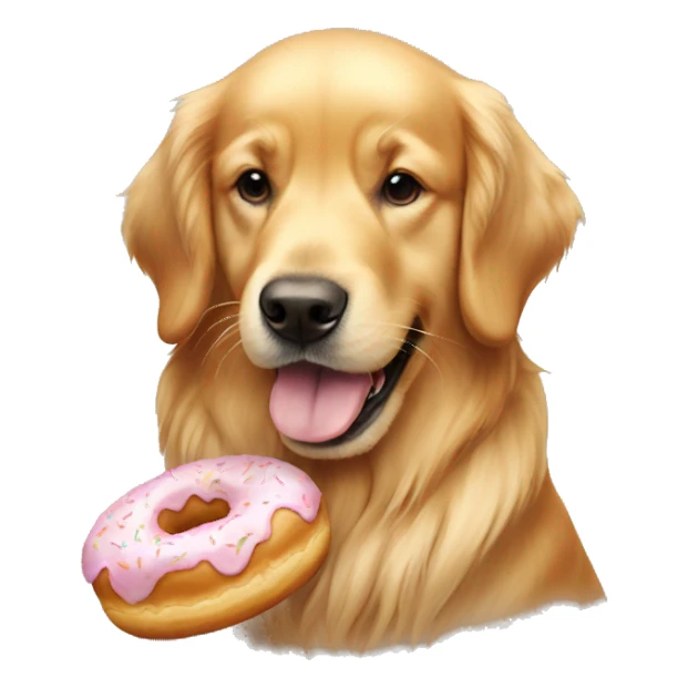 Golden retriever eating doughnut sticker