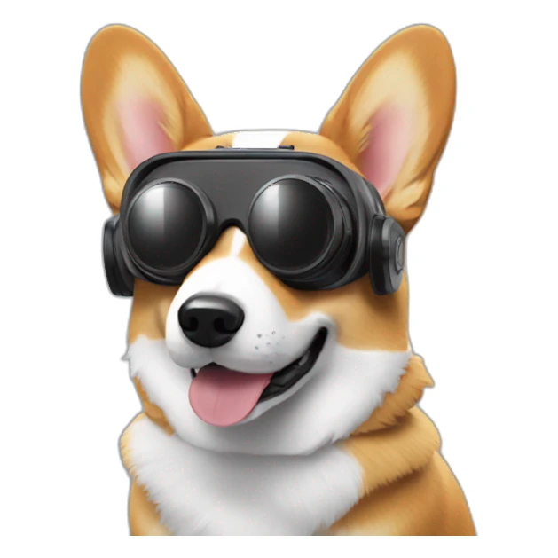 corgi with vr headset sticker