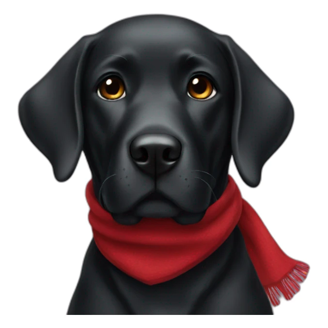 black labrador dog with a red scarf sticker