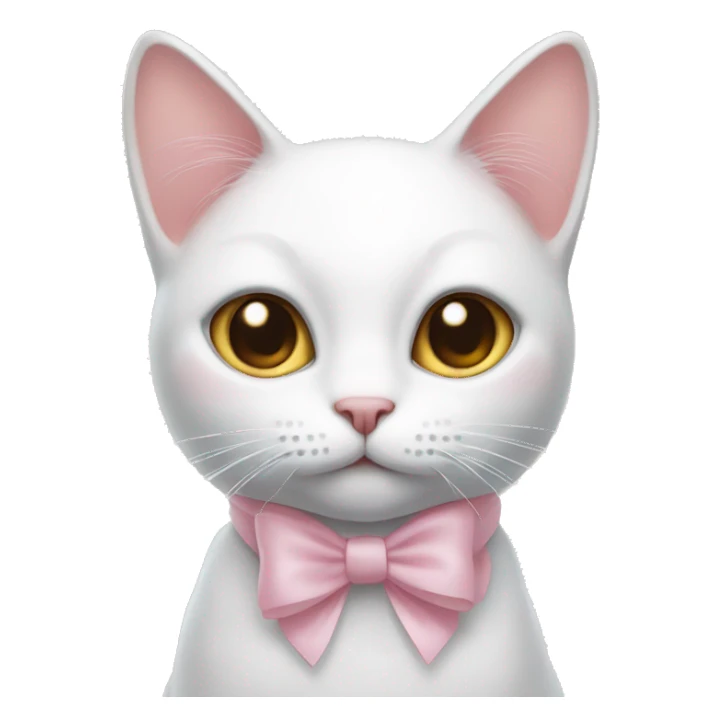 white cat with a light pink bow on its ears sticker
