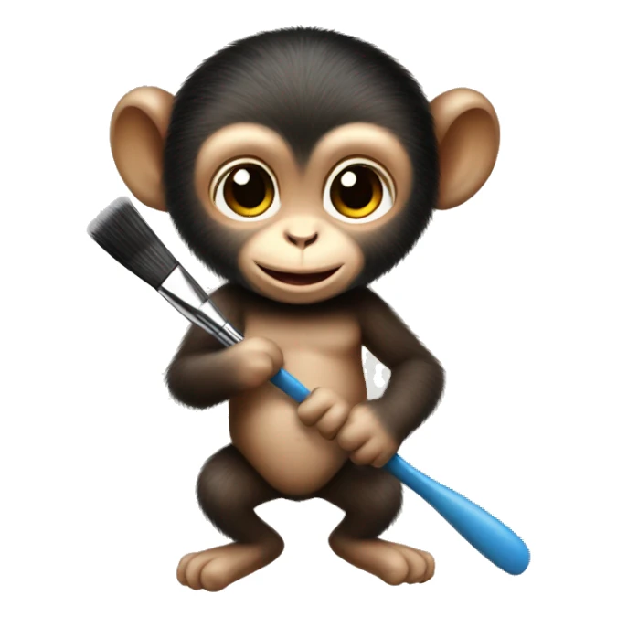 a baby monkey with a brush sticker