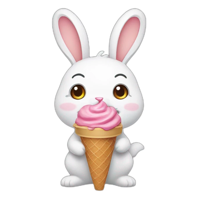 rabbit eatting ice cream sticker