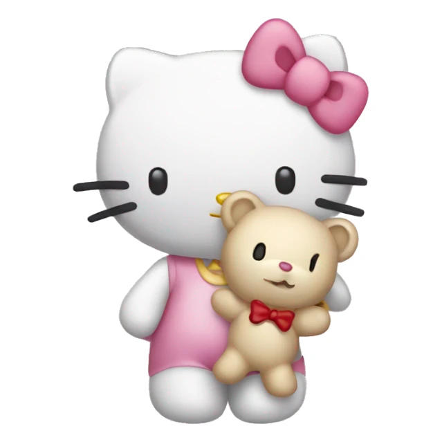 Hello kitty holding a teddy bear sticker