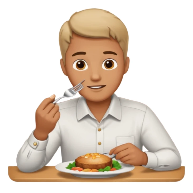 man eating at restaruant sticker