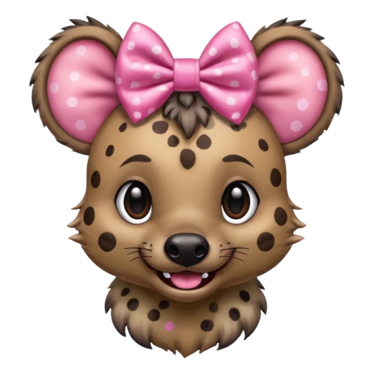 hyena with a pink bow, happy expression sticker
