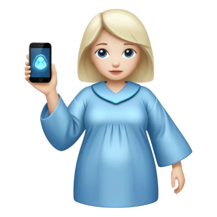 an AI agent, futuristic, digital, glowing, frumpy, muumuu sticker