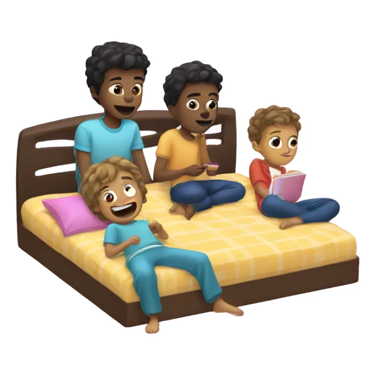 Boys having a slumber party sticker