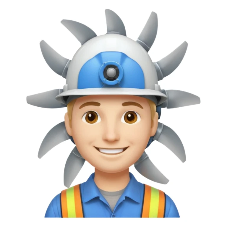 Engineer with spinning turbine hat sticker