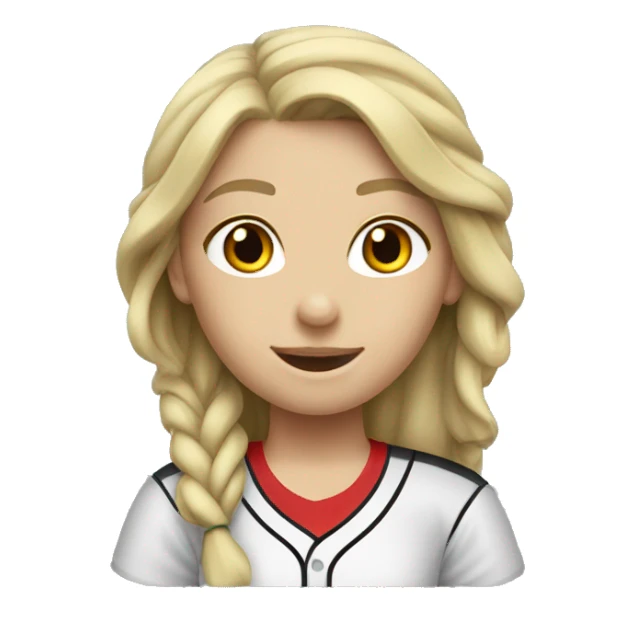 Caucasian girl softball sticker