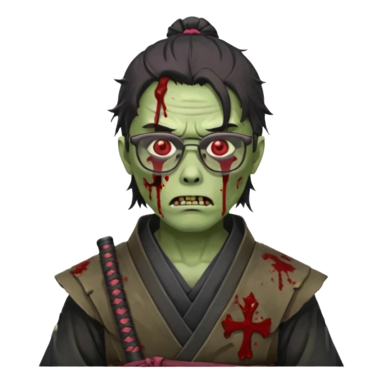 zombie samurai with glasses sticker