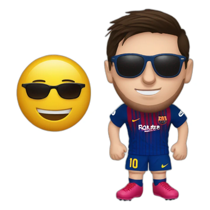 Messi with sunglasses, Bottom text"Que mirás bobo" sticker
