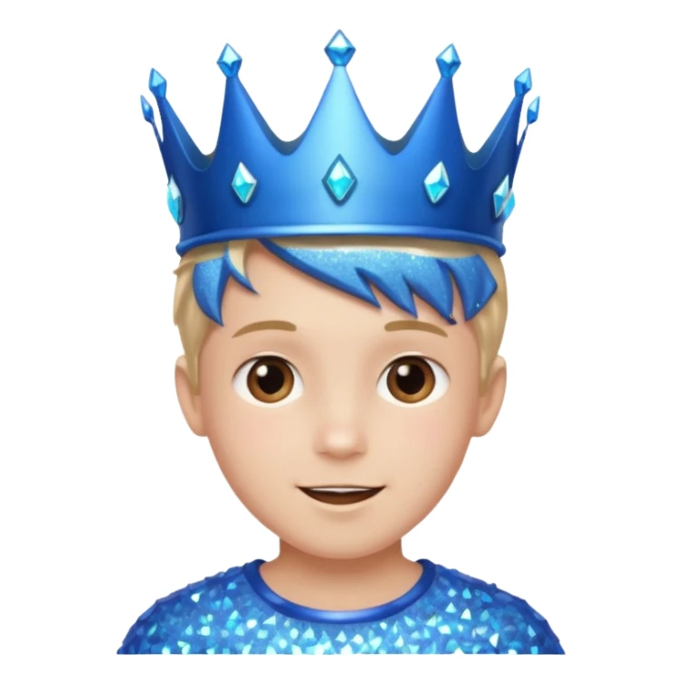 blue Boy happy glitter blue crown sticker