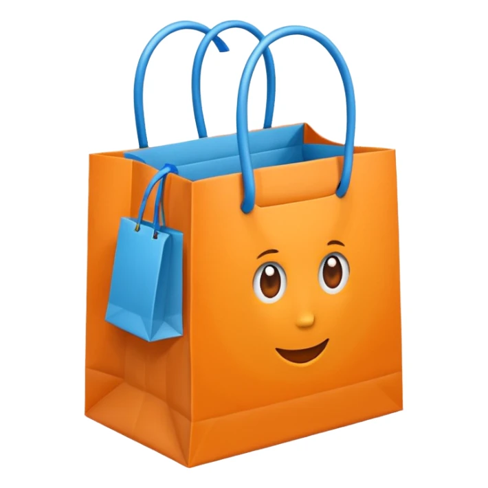 orange gift bag with thick blue handles sticker