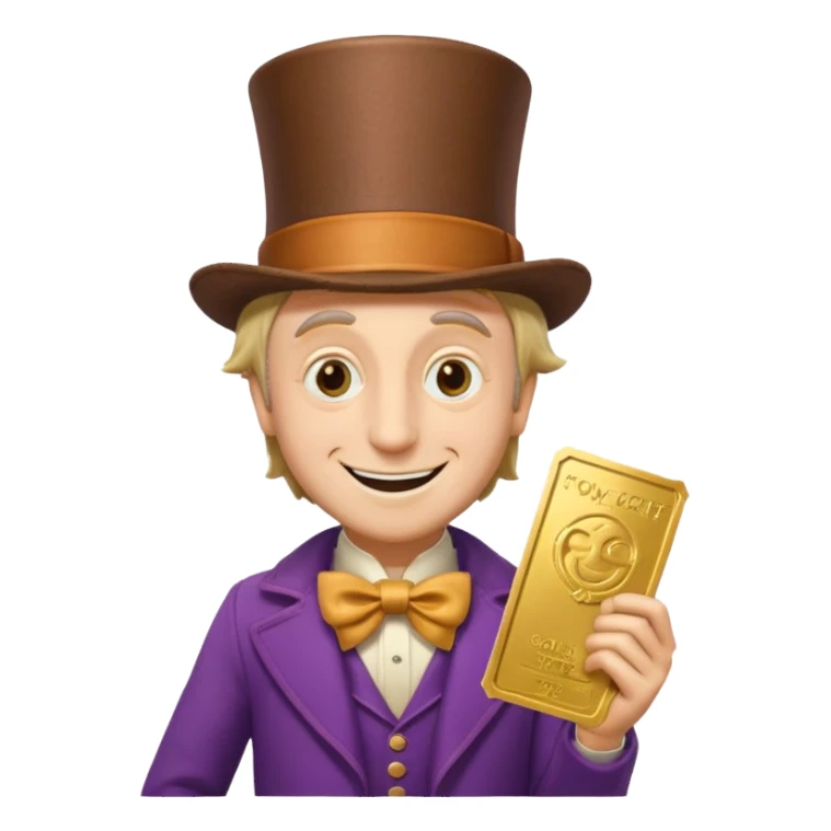 Wonka con un golden ticket sticker