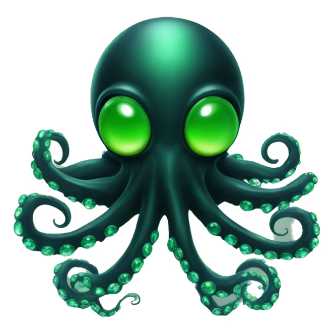 Black Alien Octopus with green gems sticker