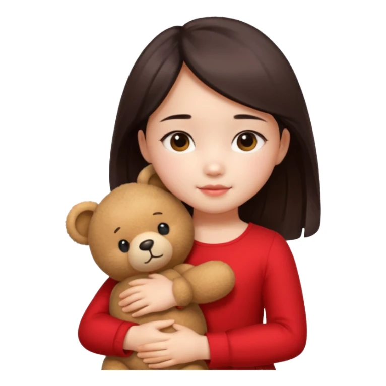 Little chinese girl – hugging a teddy bear.
 sticker