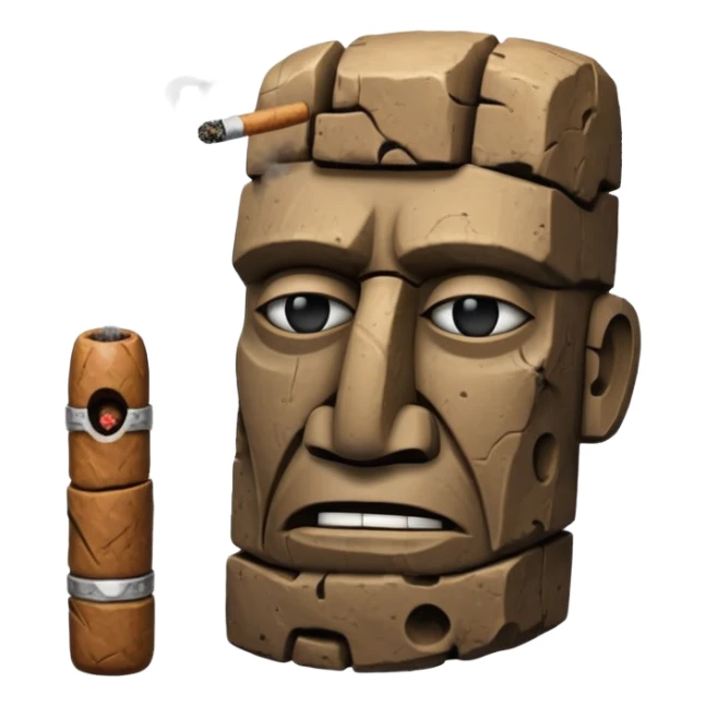 Blocky Easter island head smoking cigar sticker