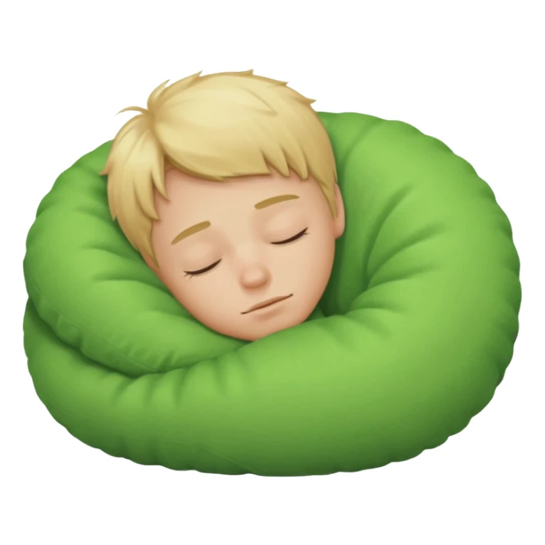 Blond boy sleeping with green pillow sticker