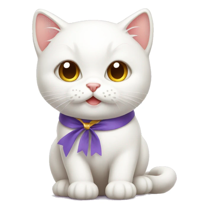 White cat cute with ribbon sticker