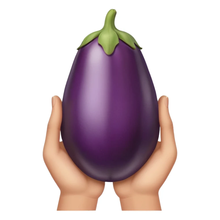 Brown hands holding an eggplant sticker