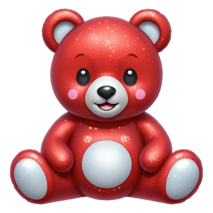 red glitter bear Happy  sticker