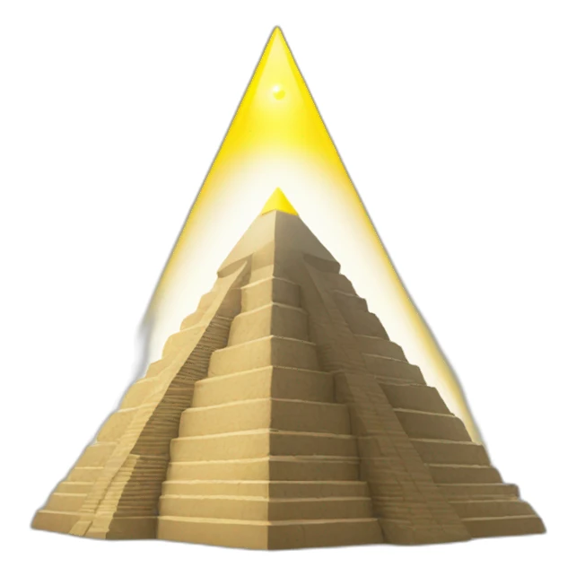 A pyramid with a yellow beacon beam sticker