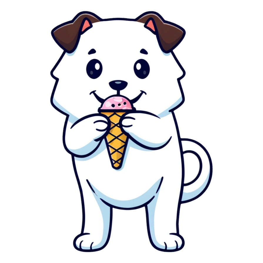 Dog eating ice cream sticker