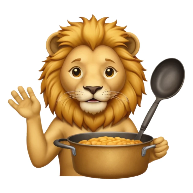 Lion holding up a pan sticker