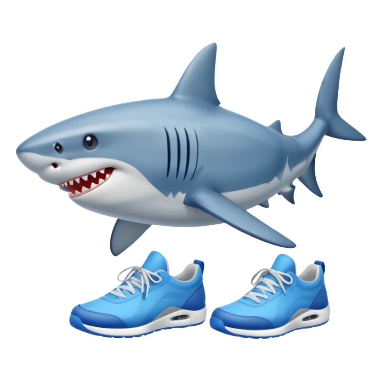 a shark with blue sneakers sticker