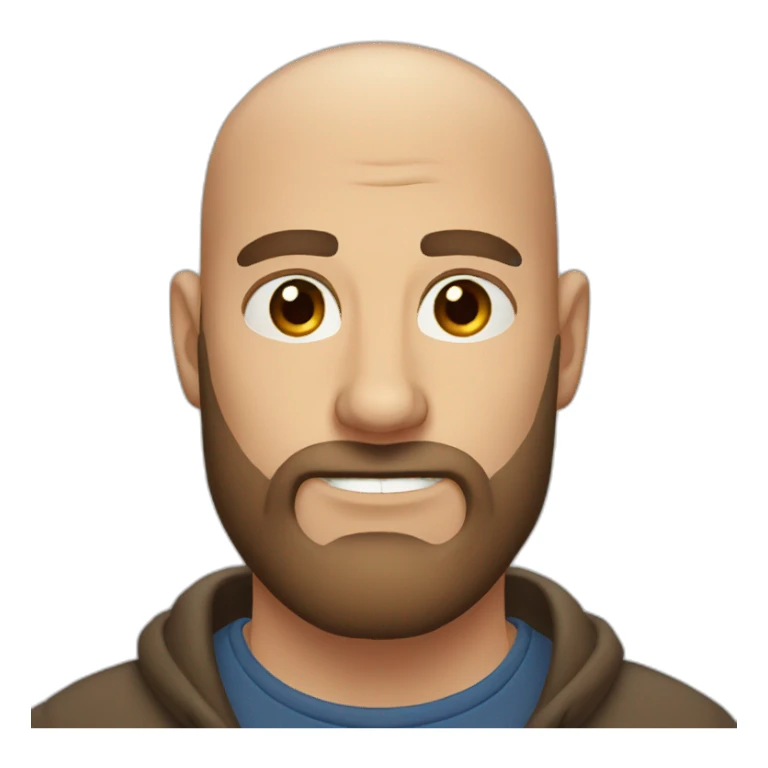 Bald Man beard brown eyes with Moose antlers sticker