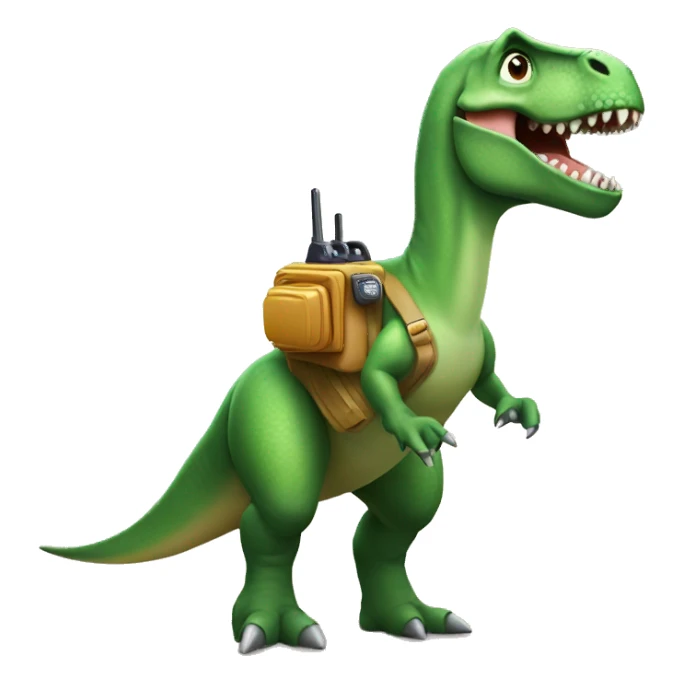 Dinosaur with a walkie sticker