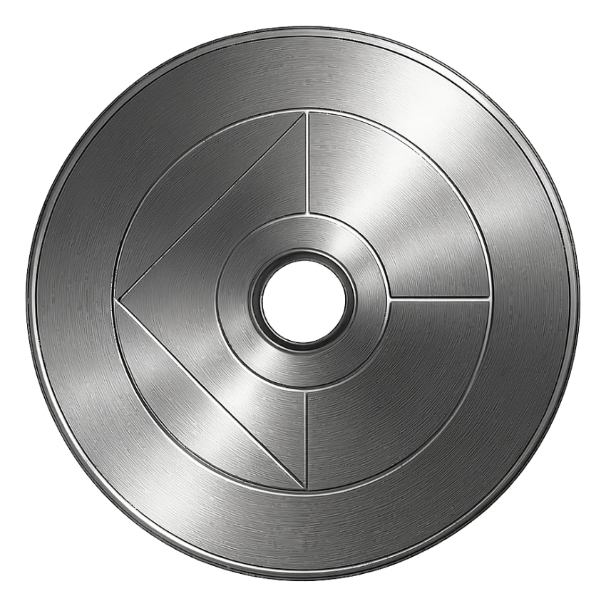 A minimalist CD disc with geometric pattern, glowing effect, blue color. sticker