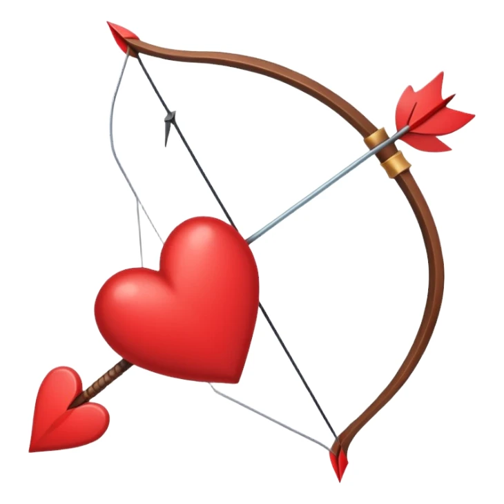 red bow and arrow with heart sticker