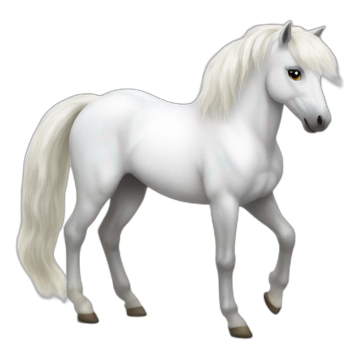 Realistic white happy pony sticker