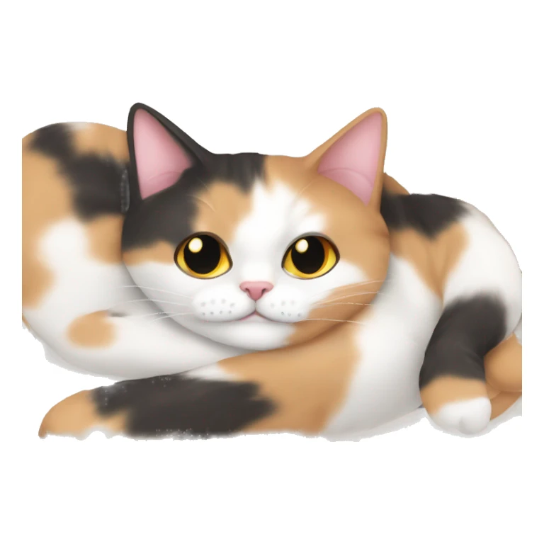curled up calico cat sticker