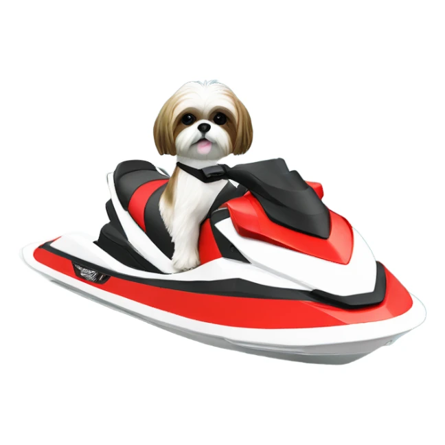 shih tzu on a jet ski  sticker