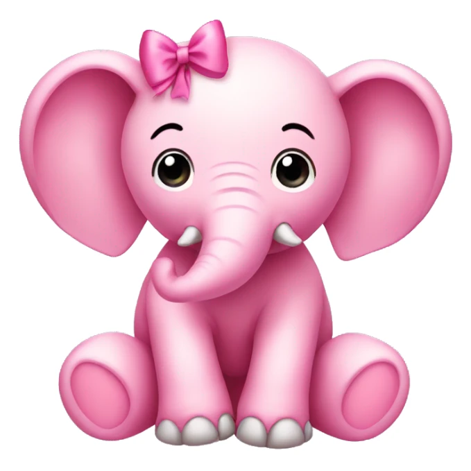 cute pink elephant with bows sticker
