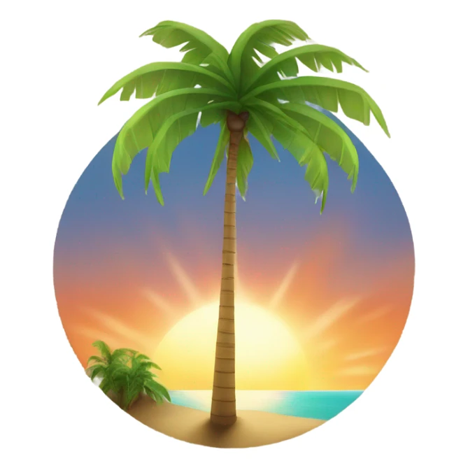 Sun, ocean, island with palm tree sticker