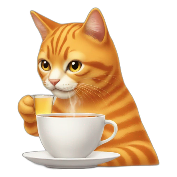 orange-cat-drinking-tea sticker