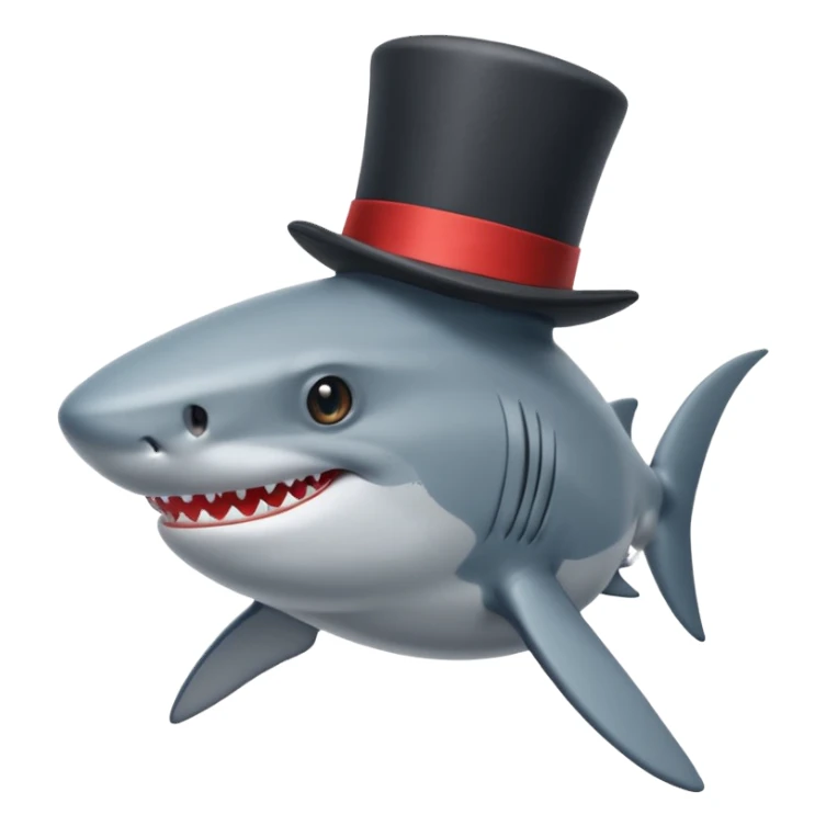 Shark with a top hat sticker