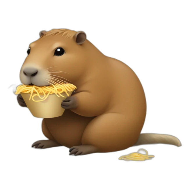 Capybara eating noodle sticker