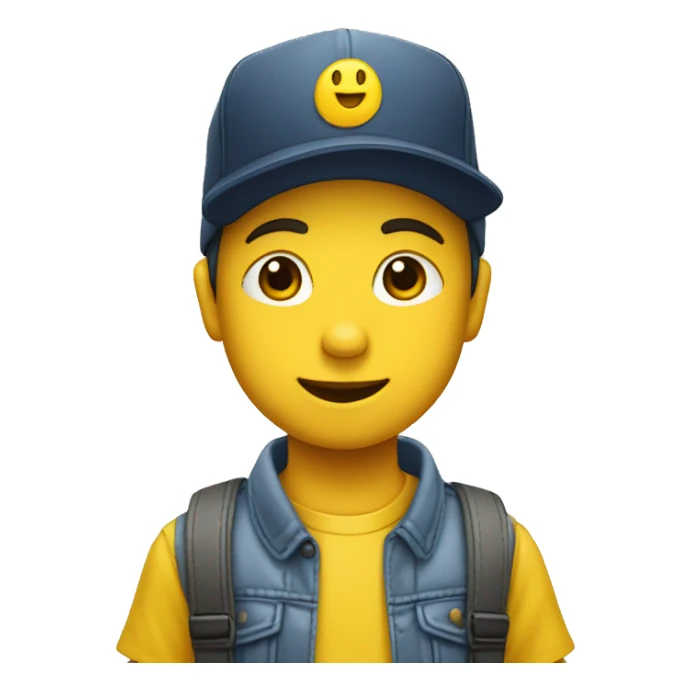 Niño blanco saludando con gorra amarilla sticker