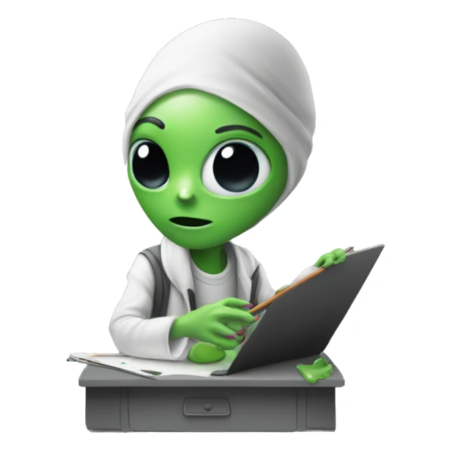 a alien becoming a artist sticker