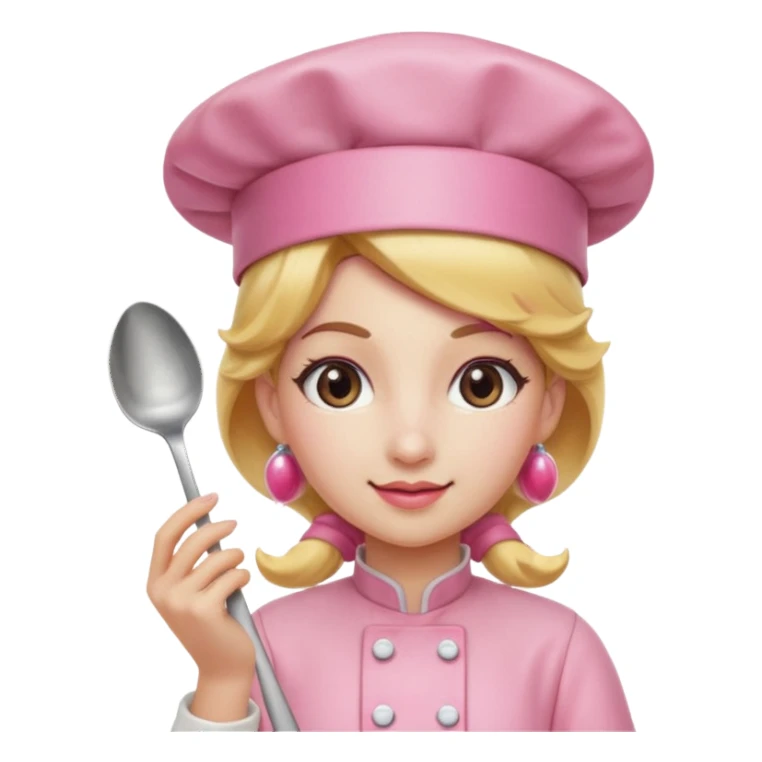 Pink chef hat princess peach with a hand and spoon sticker