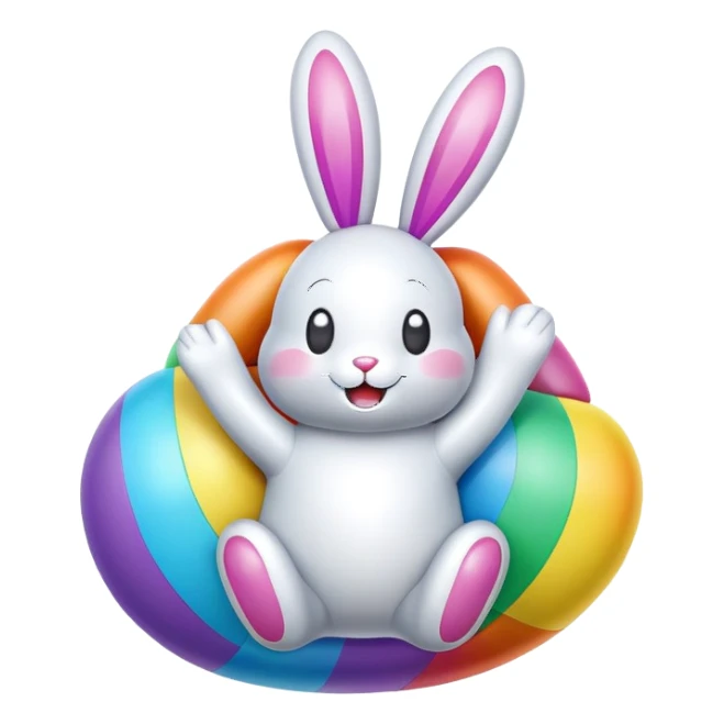 easter rainbow inflatable bouncy bunny sticker
