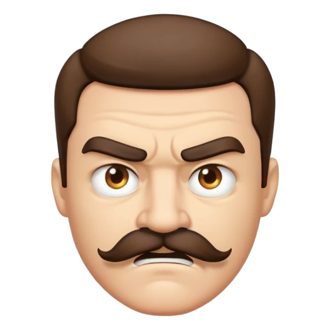 angry face with mustache sticker