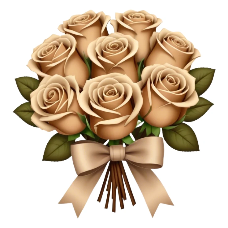 Beige and Brown realistic and aesthetic roses Bouquet with beige bow sticker