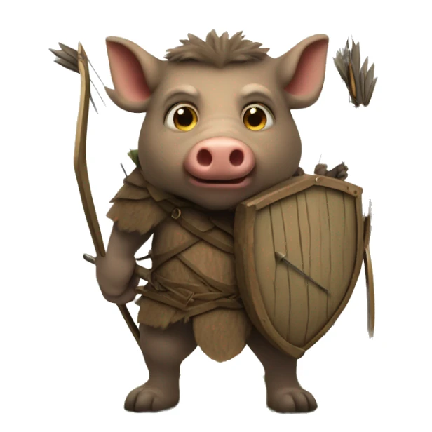 medieval humanoid boar with bow and arrows sticker