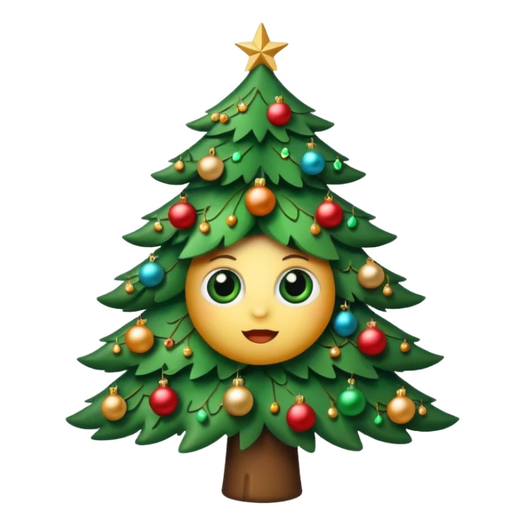 Christmas tree with cute eyes  sticker